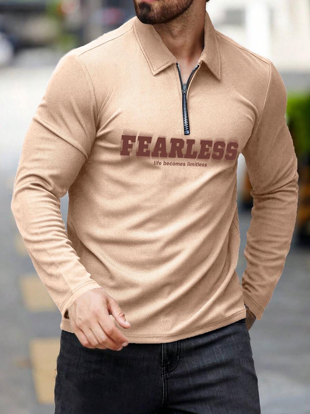 Typography Printed Polo Collar Regular Fit T-shirt