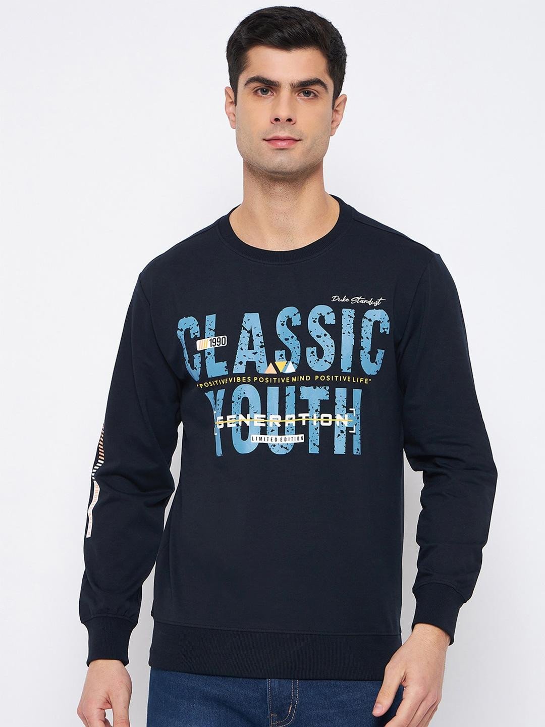 Typography Printed Cotton Pullover Sweatshirt